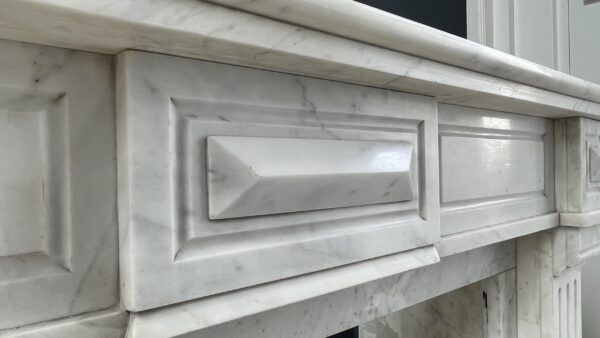 French Louis XV Antique Circulation Fireplace Carrara Marble - Image 5