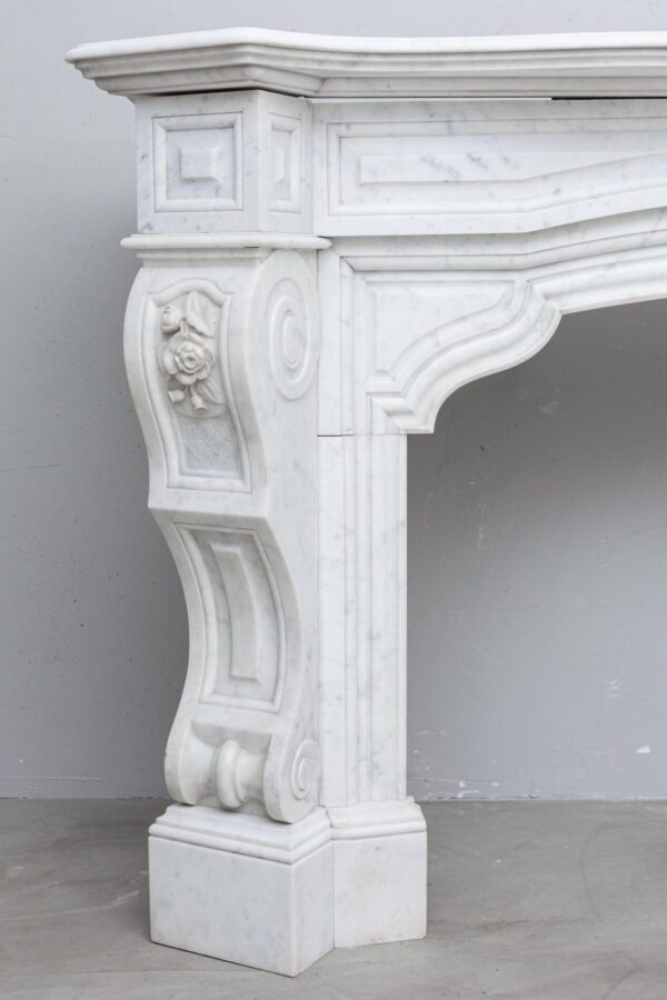 NEOCLASSIC WHITE MARBLE ANTIQUE FIREPLACE - Image 9