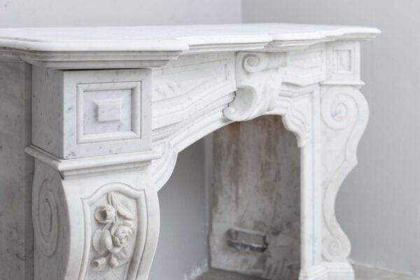 NEOCLASSIC WHITE MARBLE ANTIQUE FIREPLACE - Image 8