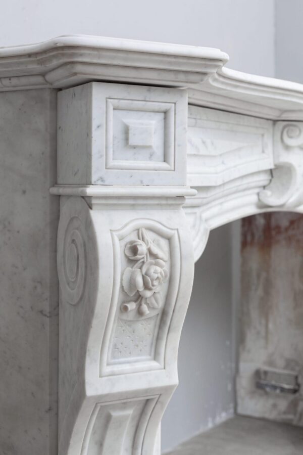 NEOCLASSIC WHITE MARBLE ANTIQUE FIREPLACE - Image 7
