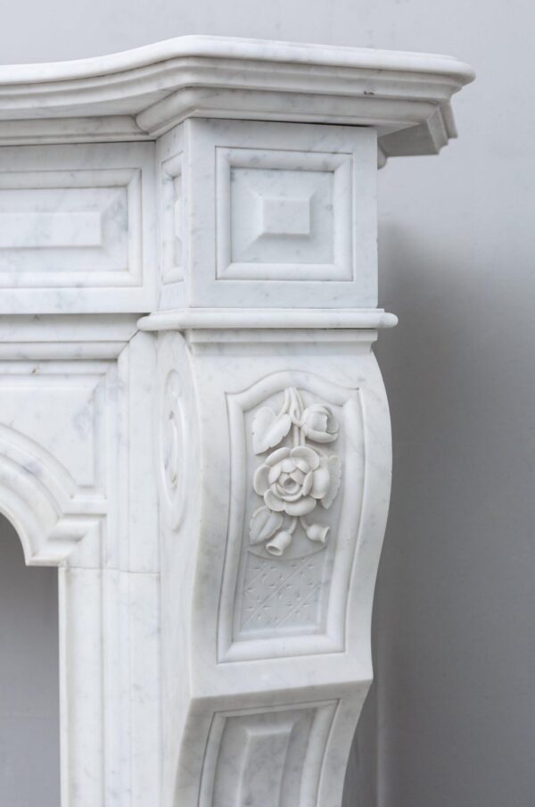 NEOCLASSIC WHITE MARBLE ANTIQUE FIREPLACE - Image 6