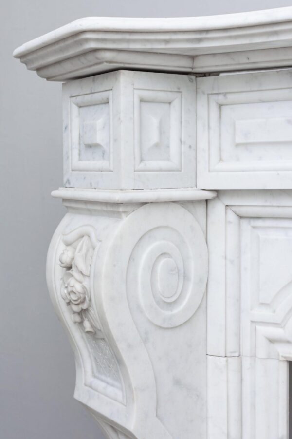 NEOCLASSIC WHITE MARBLE ANTIQUE FIREPLACE - Image 2