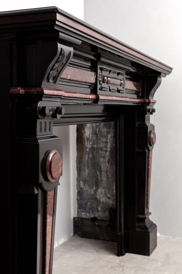 LOUIS XV STYLE NOIR DE MAZY ANTIQUE FIREPLACE - Image 3