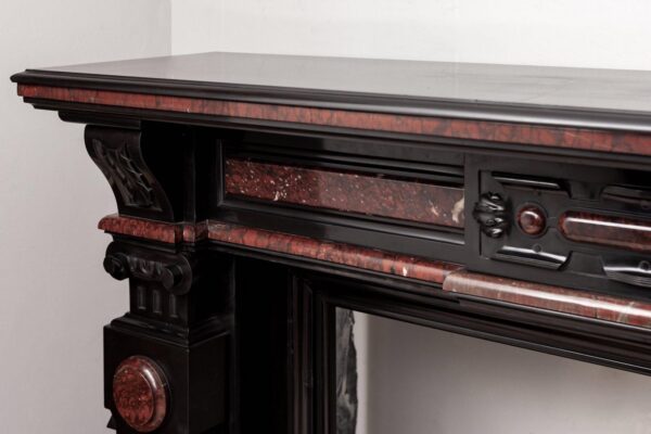 LOUIS XV STYLE NOIR DE MAZY ANTIQUE FIREPLACE - Image 2