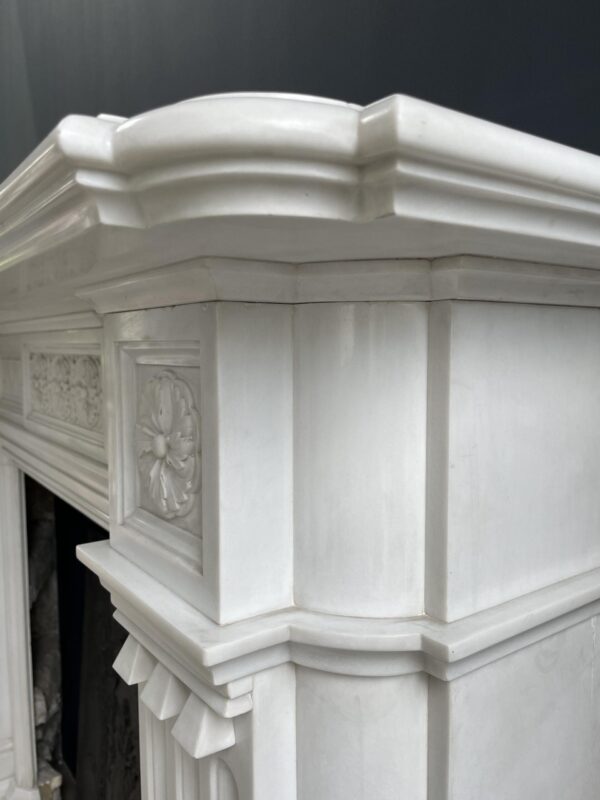 Very Rare Exceptional Statuary Clear White Marble Antique Fireplace Surround - Image 42