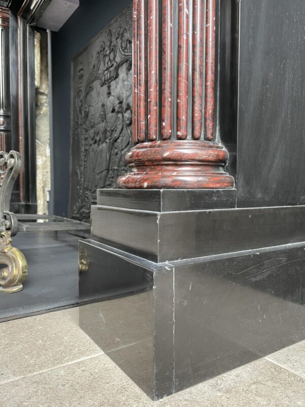 Incredible detailed Black and Rouge Marble Antique Fireplace surround - Image 10