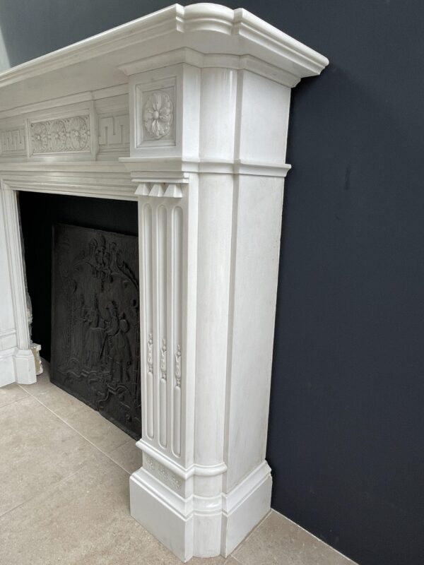 Very Rare Exceptional Statuary Clear White Marble Antique Fireplace Surround - Image 36