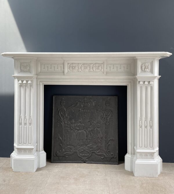Very Rare Exceptional Statuary Clear White Marble Antique Fireplace Surround - Image 28