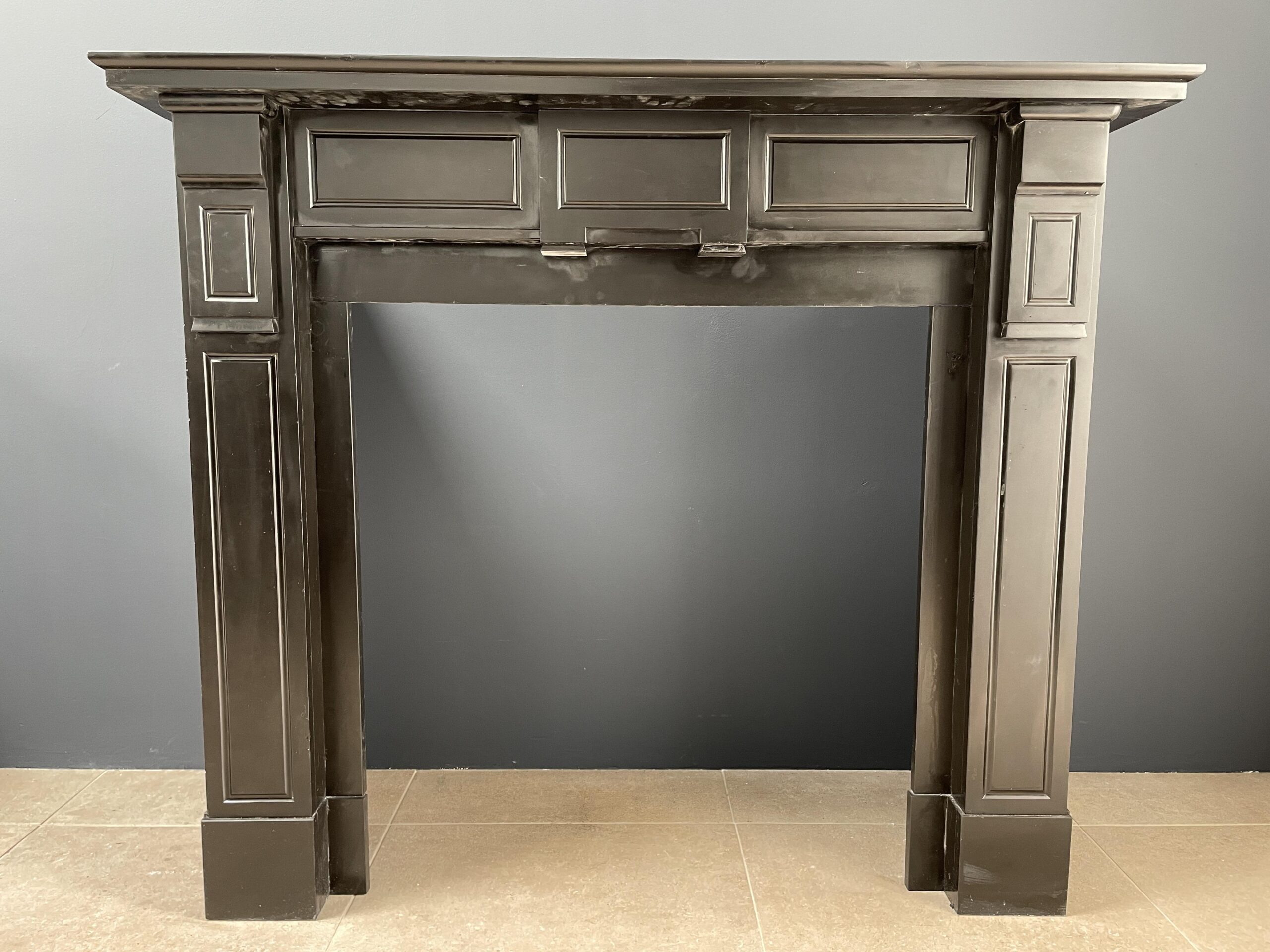 Antique Circular Fireplace Black Marble Noir de Mazy - Image 12