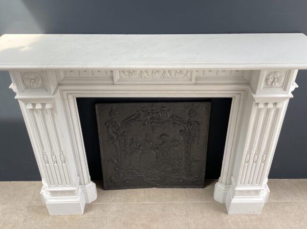Very Rare Exceptional Statuary Clear White Marble Antique Fireplace Surround - Image 38