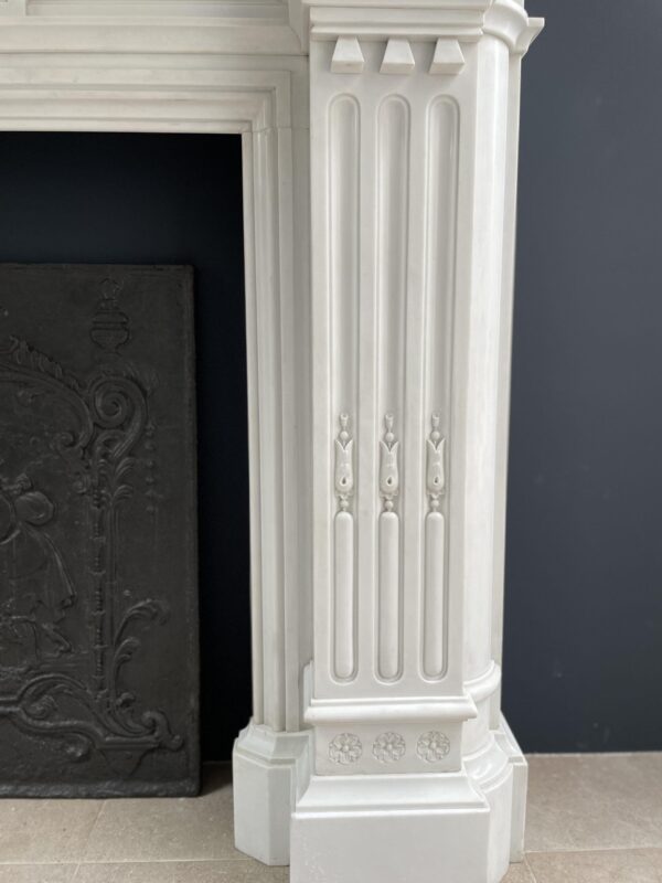 Very Rare Exceptional Statuary Clear White Marble Antique Fireplace Surround - Image 32