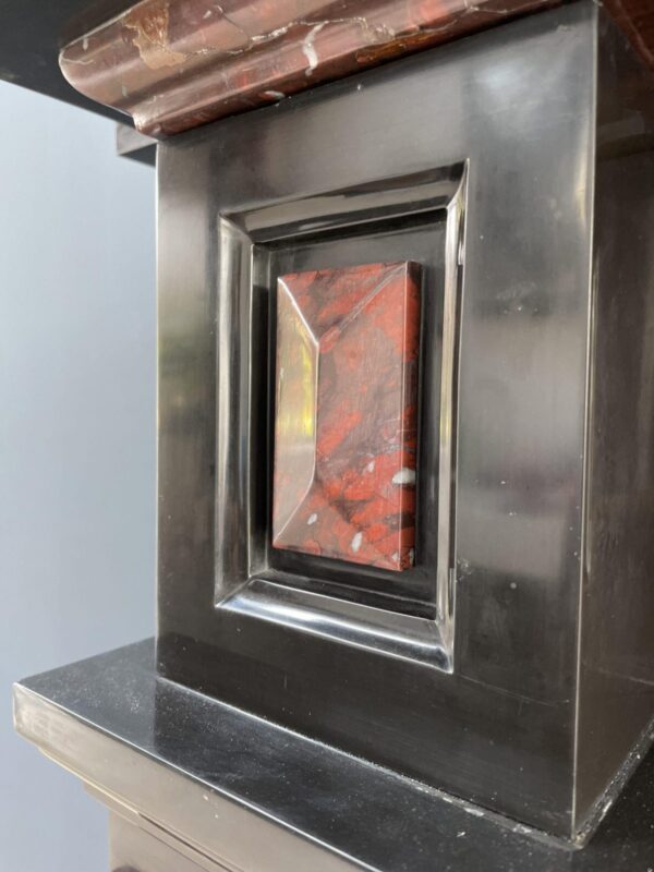 Incredible detailed Black and Rouge Marble Antique Fireplace surround - Image 2