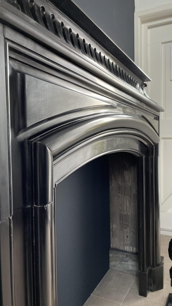 Beautiful Neoclassical Noir De Mazy Black Marble Antique Front Fireplace - Image 16