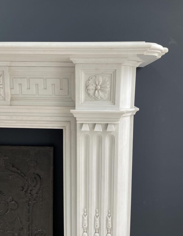 Very Rare Exceptional Statuary Clear White Marble Antique Fireplace Surround - Image 31