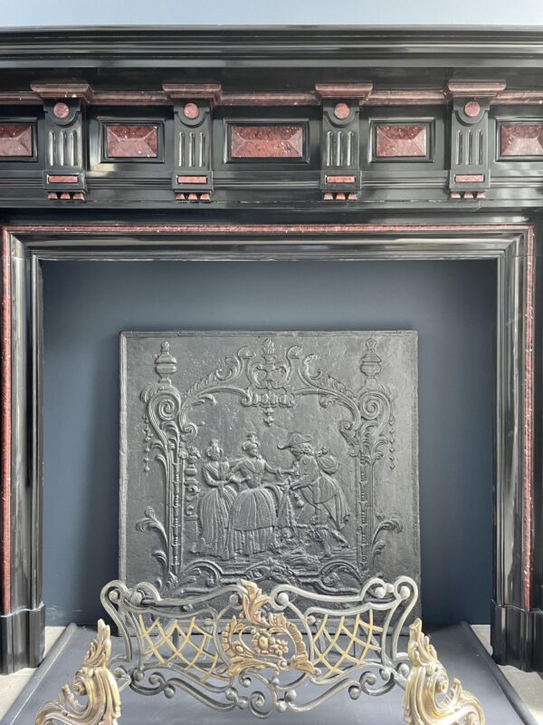 Incredible detailed Black and Rouge Marble Antique Fireplace surround - Image 22