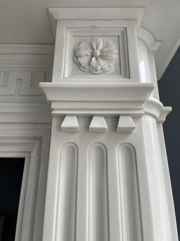 Very Rare Exceptional Statuary Clear White Marble Antique Fireplace Surround - Image 41