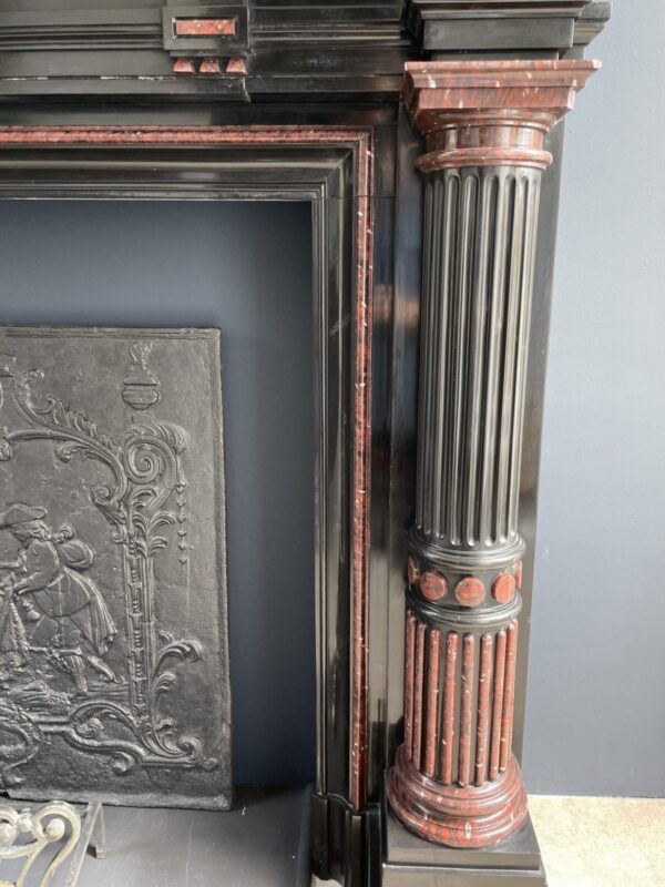 Incredible detailed Black and Rouge Marble Antique Fireplace surround - Image 3