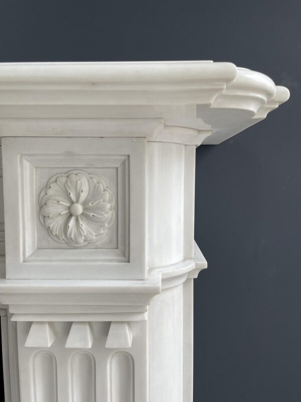 Very Rare Exceptional Statuary Clear White Marble Antique Fireplace Surround - Image 35