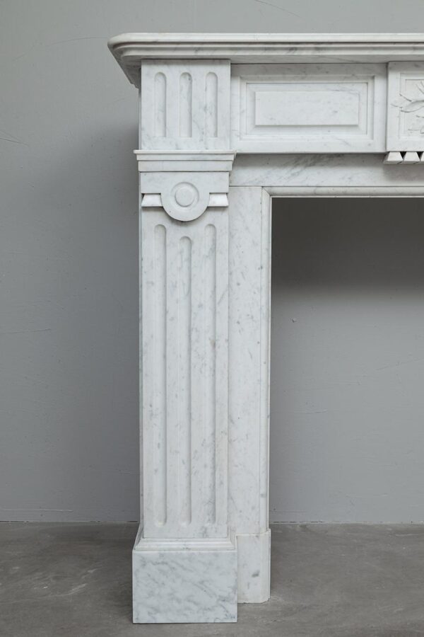NEOCLASSIC WHITE MARBLE ANTIQUE FIREPLACE - Image 4