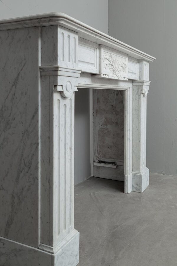 NEOCLASSIC WHITE MARBLE ANTIQUE FIREPLACE - Image 2