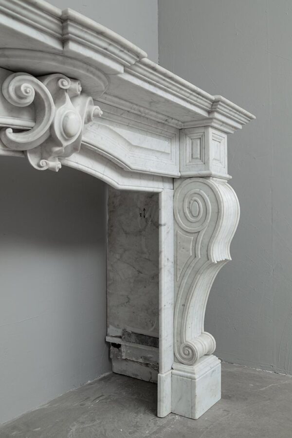 NEOCLASSIC WHITE MARBLE ANTIQUE FIREPLACE - Image 4