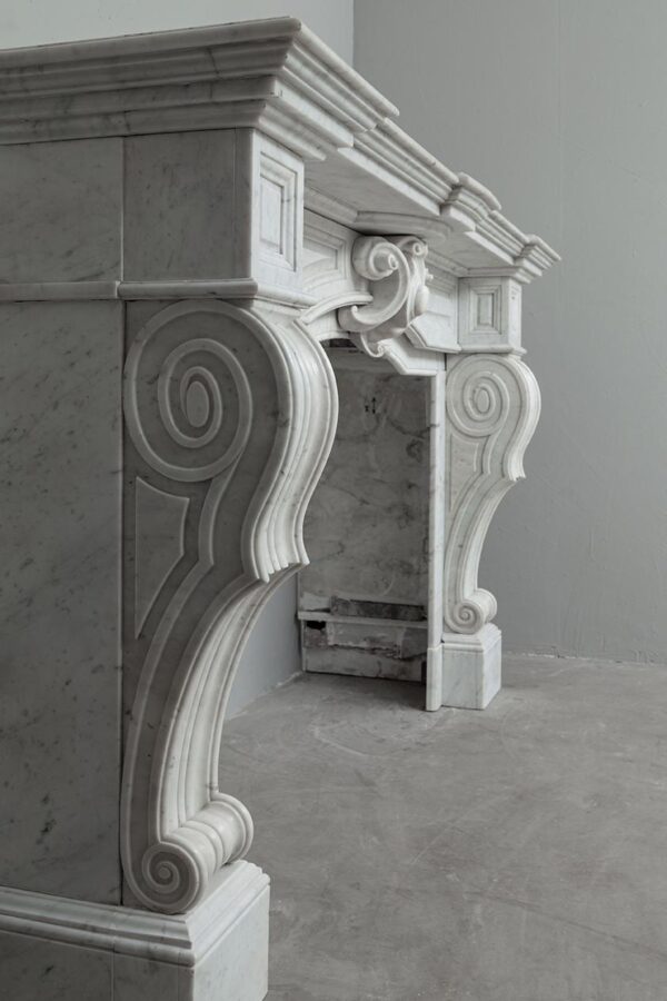 NEOCLASSIC WHITE MARBLE ANTIQUE FIREPLACE - Image 3