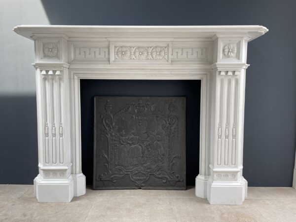 Very Rare Exceptional Statuary Clear White Marble Antique Fireplace Surround - Image 27