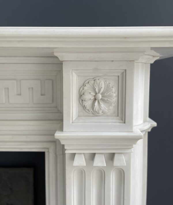 Very Rare Exceptional Statuary Clear White Marble Antique Fireplace Surround - Image 33