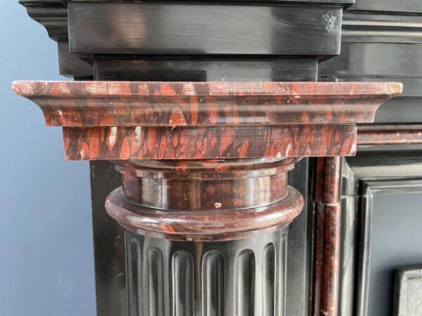 Incredible detailed Black and Rouge Marble Antique Fireplace surround - Image 17