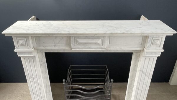 French Louis XV Antique Circulation Fireplace Carrara Marble - Image 4
