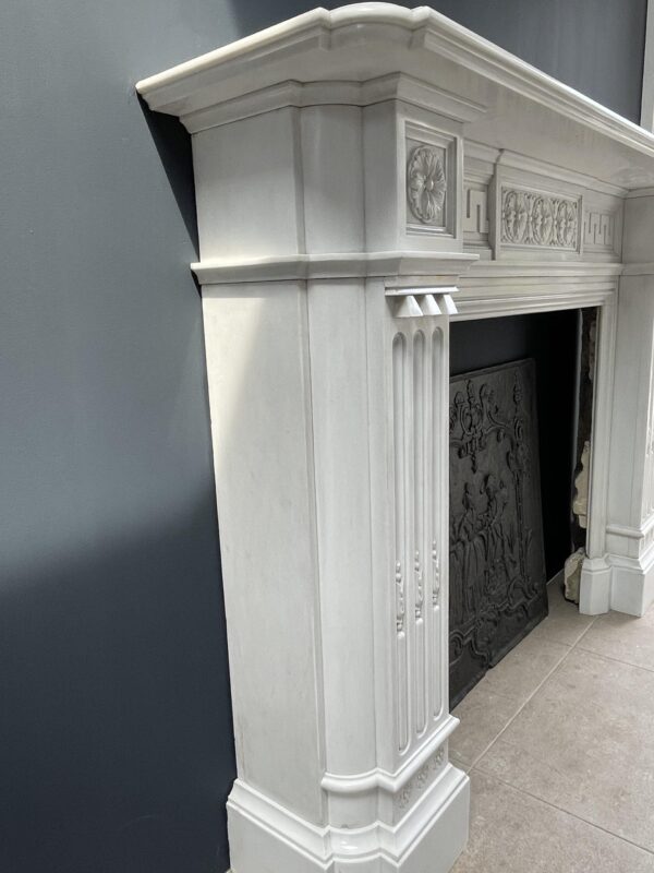 Very Rare Exceptional Statuary Clear White Marble Antique Fireplace Surround - Image 37