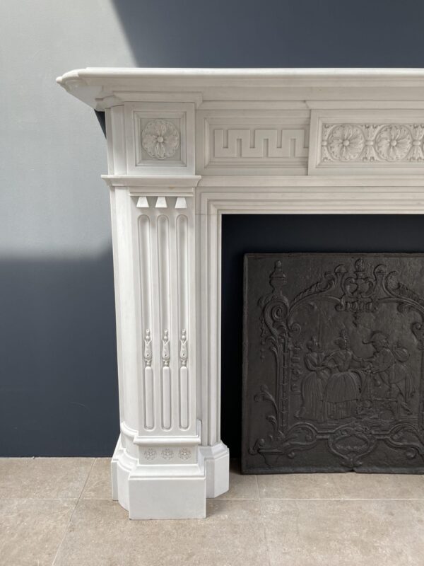 Very Rare Exceptional Statuary Clear White Marble Antique Fireplace Surround - Image 30