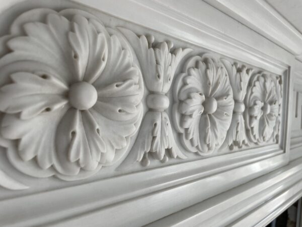 Very Rare Exceptional Statuary Clear White Marble Antique Fireplace Surround - Image 39