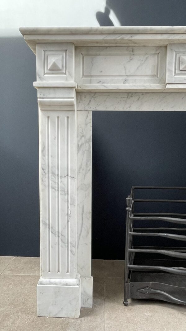 French Louis XV Antique Circulation Fireplace Carrara Marble - Image 6