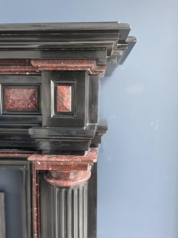 Incredible detailed Black and Rouge Marble Antique Fireplace surround - Image 18