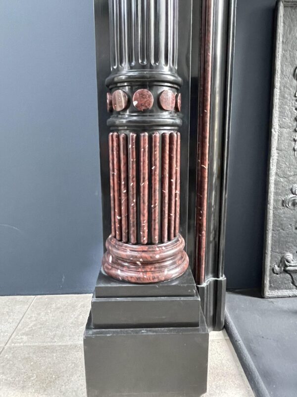 Incredible detailed Black and Rouge Marble Antique Fireplace surround - Image 12