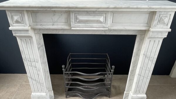 French Louis XV Antique Circulation Fireplace Carrara Marble - Image 3