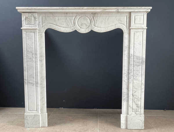 French Louis XV Carrara Marble Antique Circulation Fireplace - Image 15