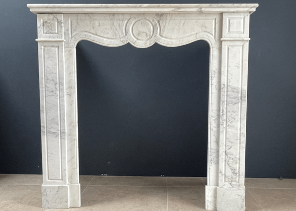 French Louis XV Carrara Marble Antique Circulation Fireplace