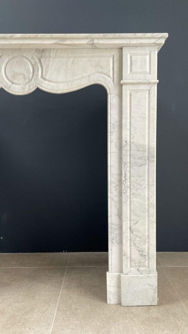 French Louis XV Carrara Marble Antique Circulation Fireplace - Image 14