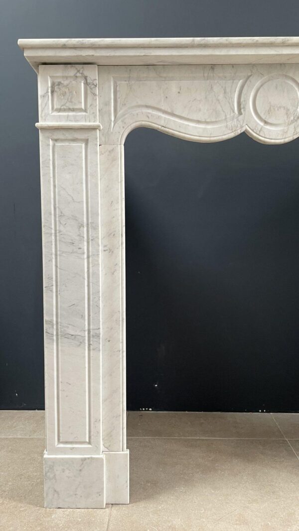 French Louis XV Carrara Marble Antique Circulation Fireplace - Image 13