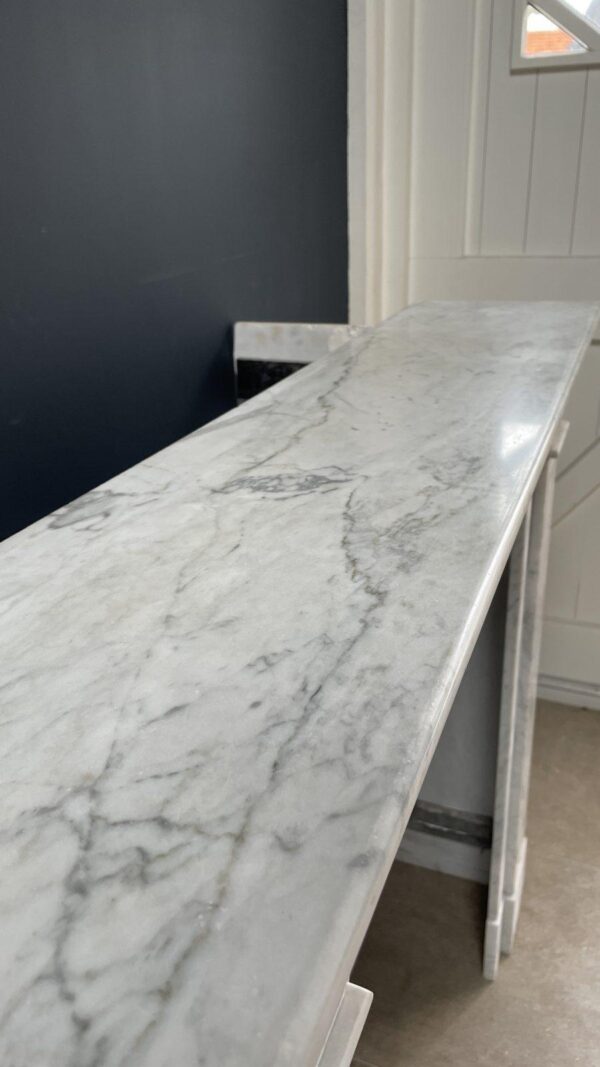 French Louis XV Carrara Marble Antique Circulation Fireplace - Image 2