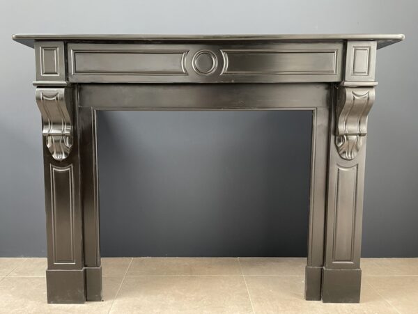 Antique Black Marble Circular Fireplace