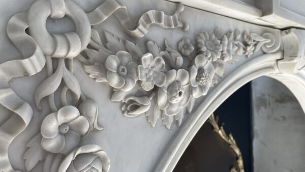 Bijzonder Luxe Franse Antieke Omloop Schouw Carrara Marmer - Afbeelding 3