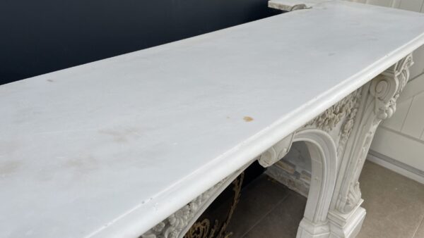 Bijzonder Luxe Franse Antieke Omloop Schouw Carrara Marmer - Afbeelding 9