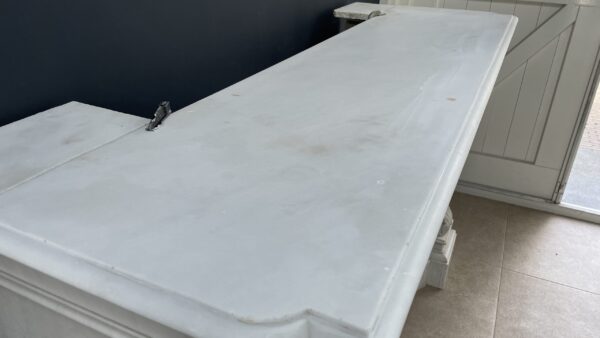 Bijzonder Luxe Franse Antieke Omloop Schouw Carrara Marmer - Afbeelding 10
