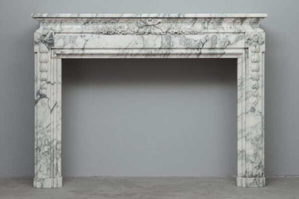 NEOCLASSIC WHITE MARBLE ANTIQUE FIREPLACE SURROUND