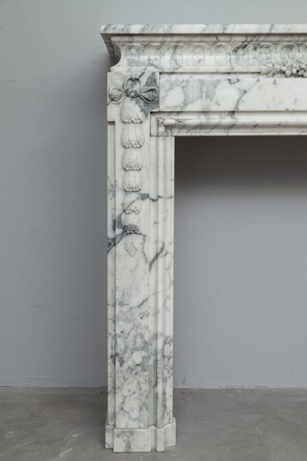 NEOCLASSIC WHITE MARBLE ANTIQUE FIREPLACE SURROUND - Image 8