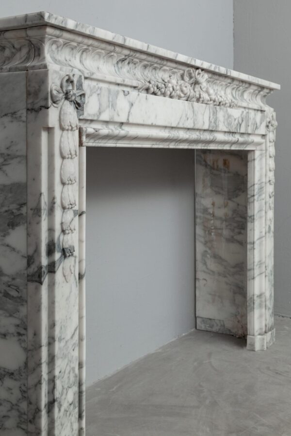 NEOCLASSIC WHITE MARBLE ANTIQUE FIREPLACE SURROUND - Image 7