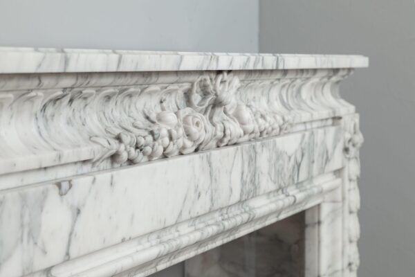 NEOCLASSIC WHITE MARBLE ANTIQUE FIREPLACE SURROUND - Image 6